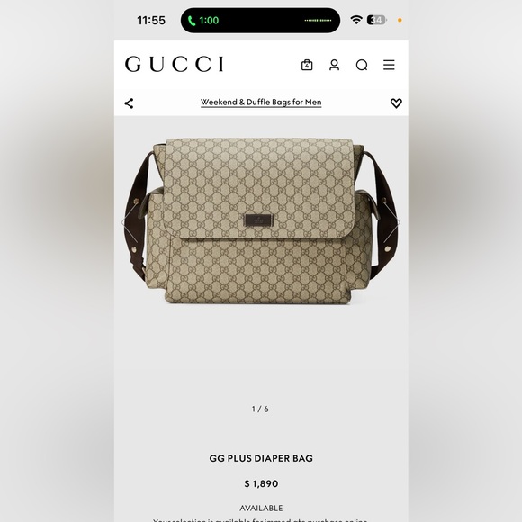 Gucci plus diaper bag
